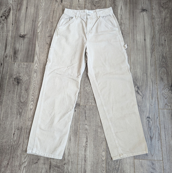 Garage Casey Wide Leg Carpenter Pants Beige Canvas Work Jeans - Picture 12 of 12